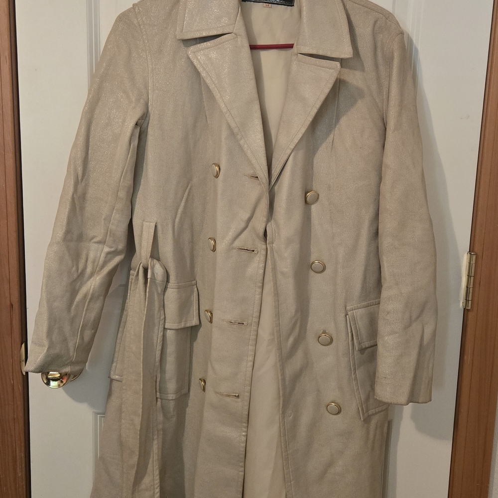 Women's Beige Double-Breasted Coat